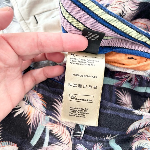 Scotch & Soda Twilt Palm Tree Printed Pleated Chino Linen Blend Pant - Picture 12 of 16